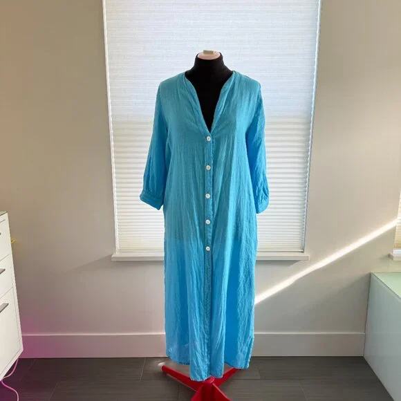 ZARA 100% Linen Button-Front Midi Dress – Size S - Picture 2 of 6